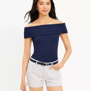NWT Loft Ribbed Off The Shoulder Top - Navy - Size XS